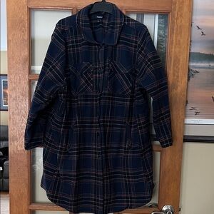 Torrid Navy and Red Plaid Utility Jacket